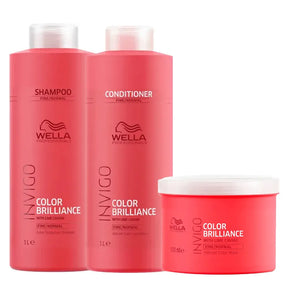 Kit Invigo Color Brilliance Tamanho Profissional Wella - Shampoo 1L + Condicionador 1L+ Máscara 500ML